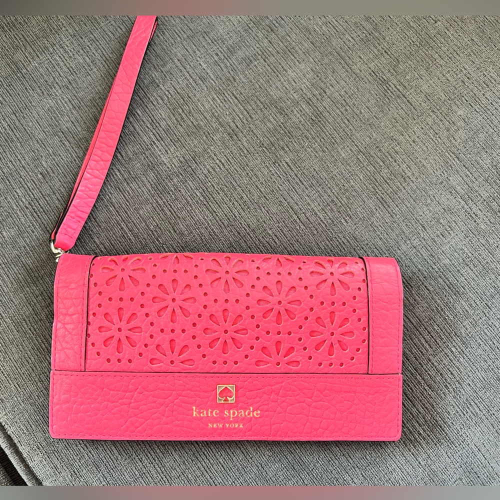 Coral Leather Kate Spade Wristlet Wallet